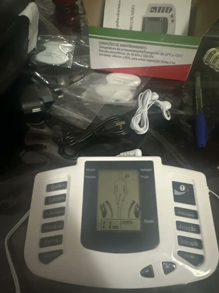 foto de Aparelho Choque Fisioterapia C/ Eletrodos + Chinelo Cor Branco