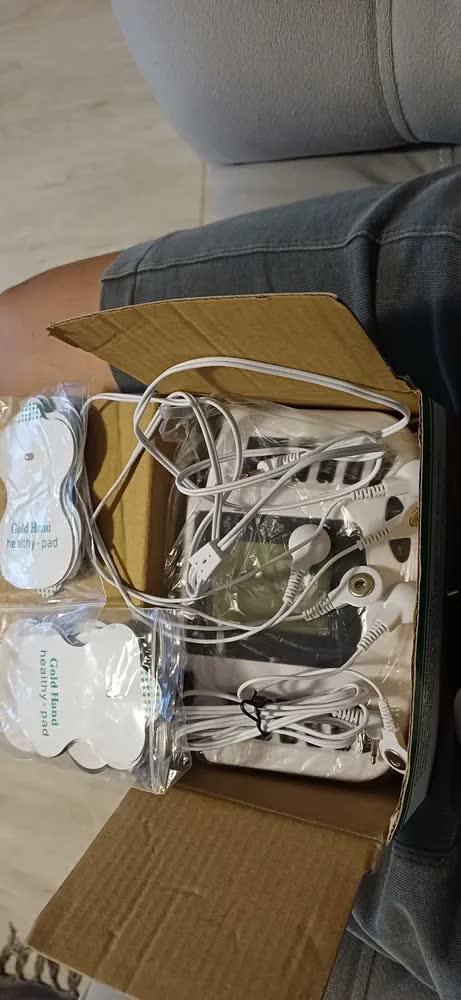 foto de Aparelho Choque Fisioterapia C/ Eletrodos + Chinelo Cor Branco