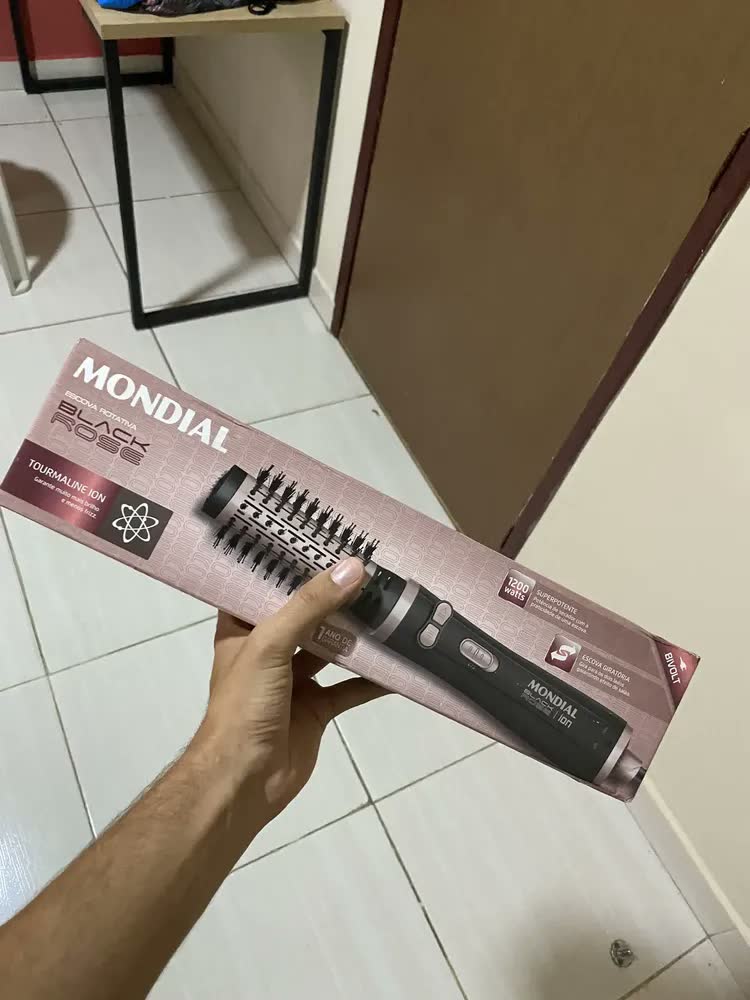 foto de Escova Rotativa Mondial Ceramica Tourmaline Ion 3x1 Erb-01 Rosa 127/220v