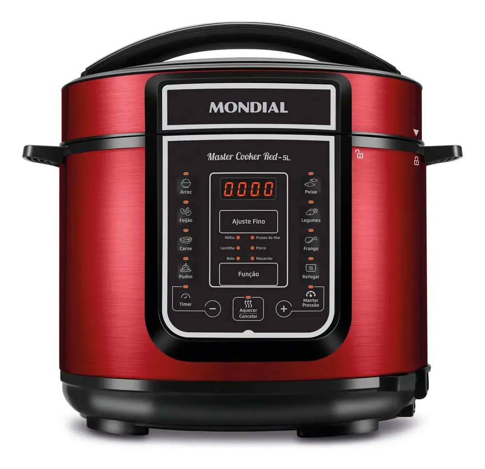 Panela de Pressão Elétrica Digital 5L, Mondial, 900W PE-39 Vermelho