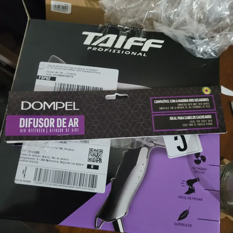 foto de Secador Taiff Easy Profissional 1700w Com Difusor Cachos