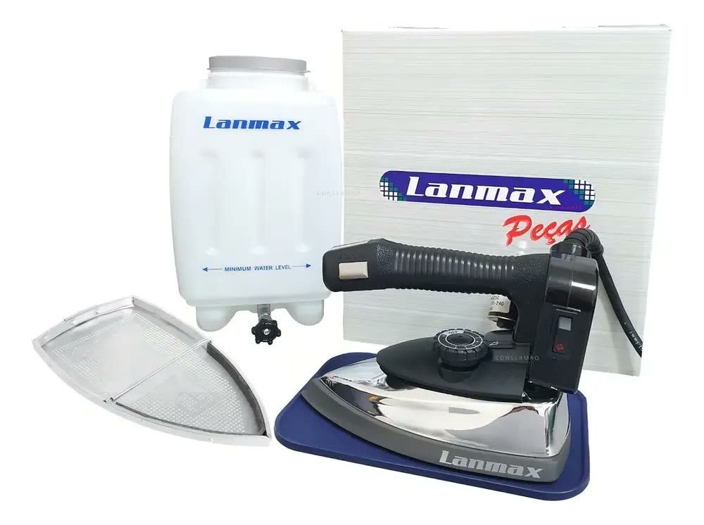 Ferro de Passar a Vapor Lanmax Industrial 1300W Tanque de Água 3.5L
