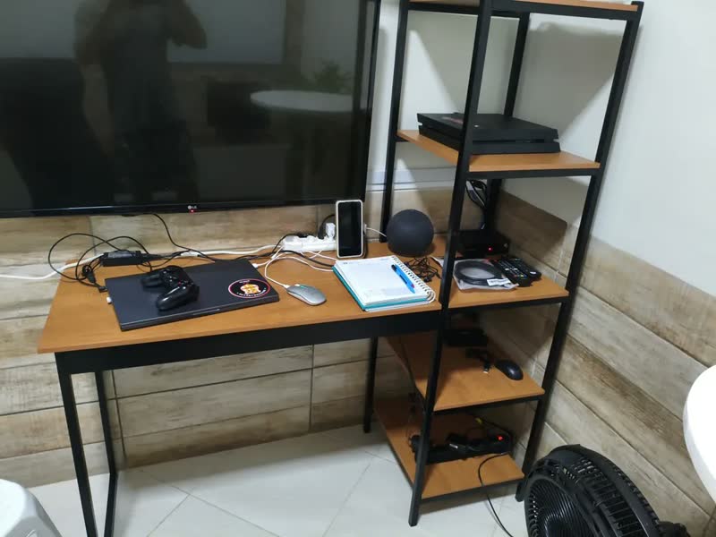 foto de Escrivaninha Estudo Slim Industrial Canela Preto MDF