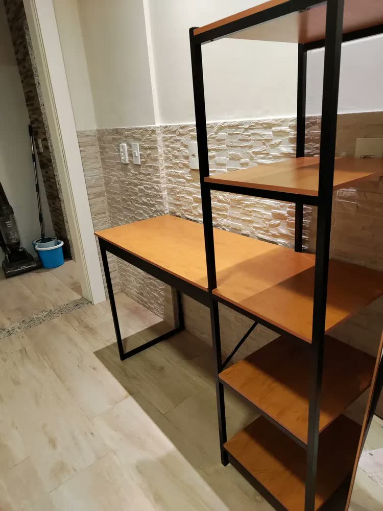 foto de Escrivaninha Estudo Slim Industrial Canela Preto MDF