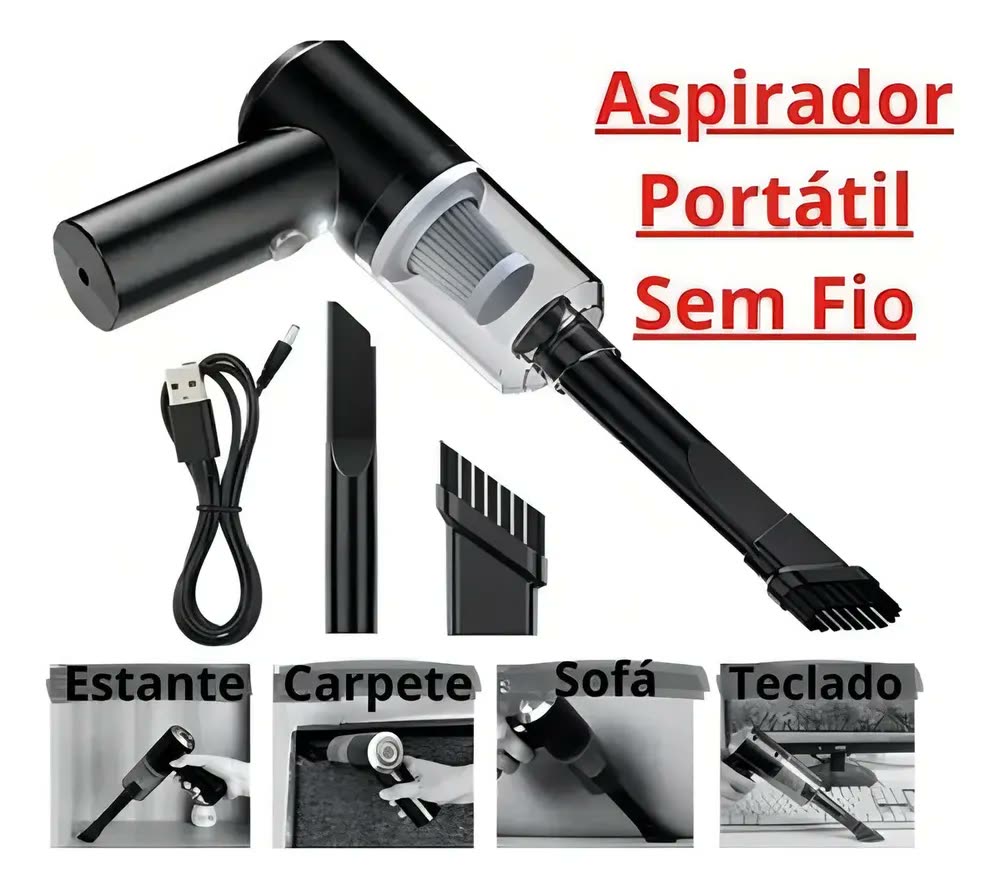 foto de Aspirador De Pó Portátil Premium Carro E Casa 120w Sem Fio