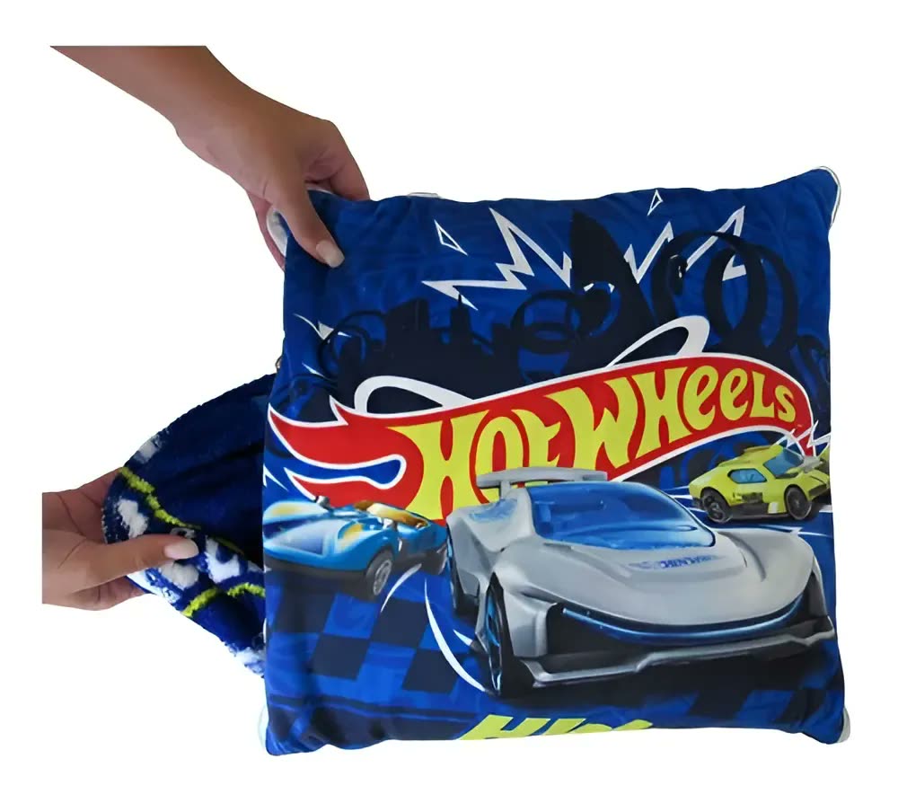 Manta Almofada Jolitex Solteiro Hot Wheels Microfibra 1,50x2,00m