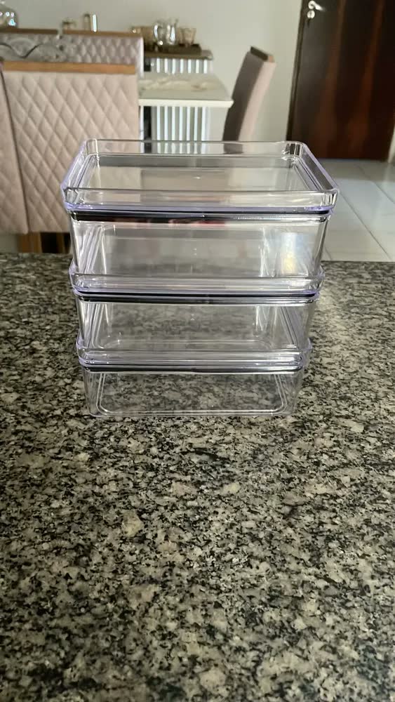 foto de Kit 3 Pote Hermético Paramount Porta Frios Empilhavel 770ml Cor Transparente