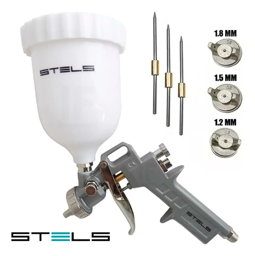 Pistola de Pintura Gravidade Stels 600ml 3 Bicos 1.2/1.5/1.8mm