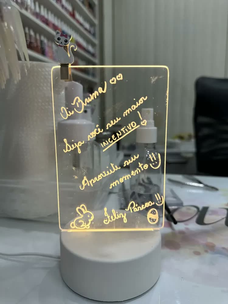 foto de Luminaria Led De Escrever Com Caneta Lousa Quadro Mesa Anotações