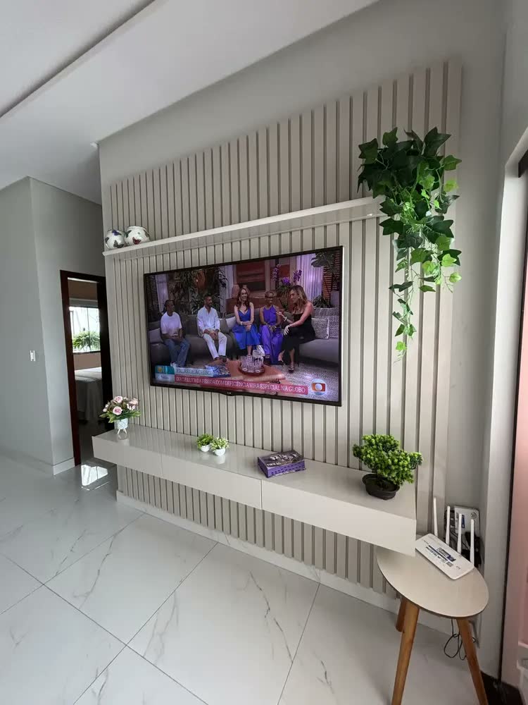 foto de Home Para Tv Ripado Led Nobre 230 Natura Off White até 85 polegadas - Gelius Cor Naturale