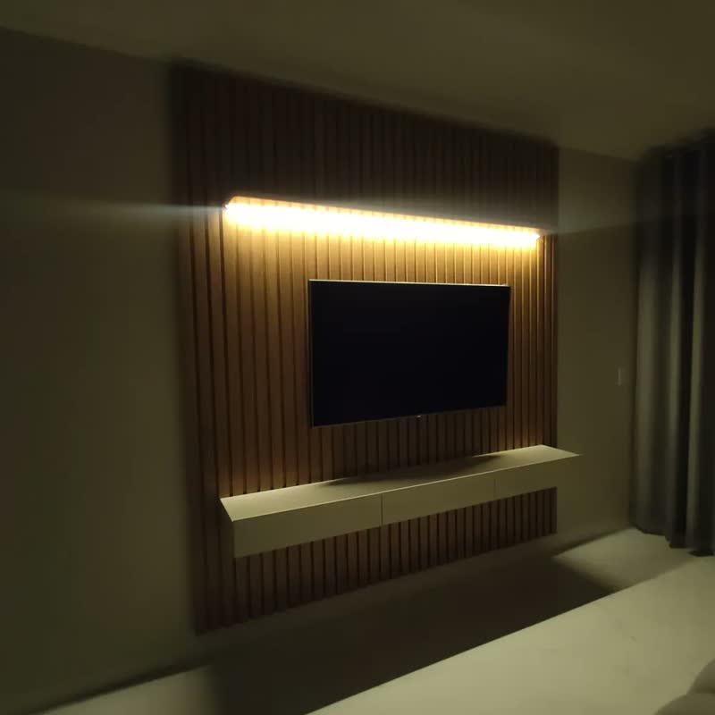 foto de Home Para Tv Ripado Led Nobre 230 Natura Off White até 85 polegadas - Gelius Cor Naturale