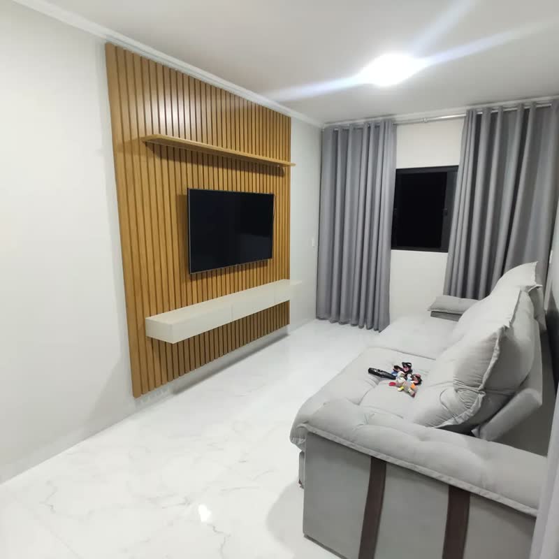 foto de Home Para Tv Ripado Led Nobre 230 Natura Off White até 85 polegadas - Gelius Cor Naturale