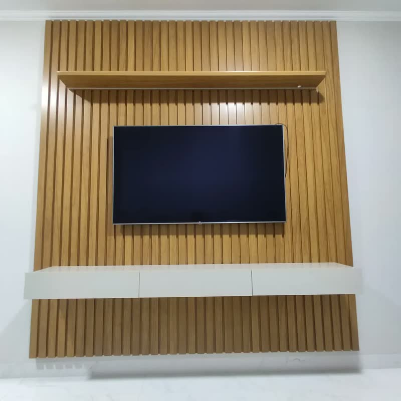 foto de Home Para Tv Ripado Led Nobre 230 Natura Off White até 85 polegadas - Gelius Cor Naturale
