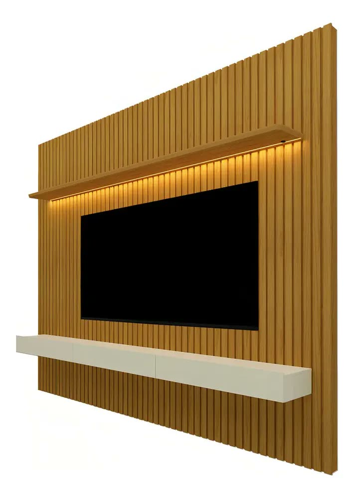 Home Para Tv Ripado Led Nobre 230 Natura Off White até 85 polegadas - Gelius Cor Naturale