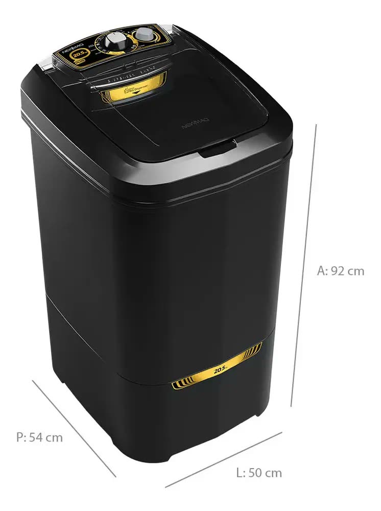 Tanquinho Newmaq Plus 20.5kg Semiautomático Turbilhonamento Cor Preto
