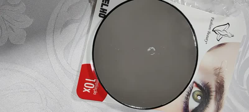 foto de Espelho Ventosa Banheiro Aumento 10x Maquiagem 14cm Preto
