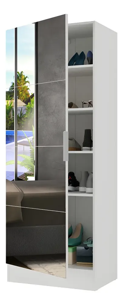 foto de Sapateira 1 Porta Com Espelho Jade Plus Multimóveis V6007 Cor Branco