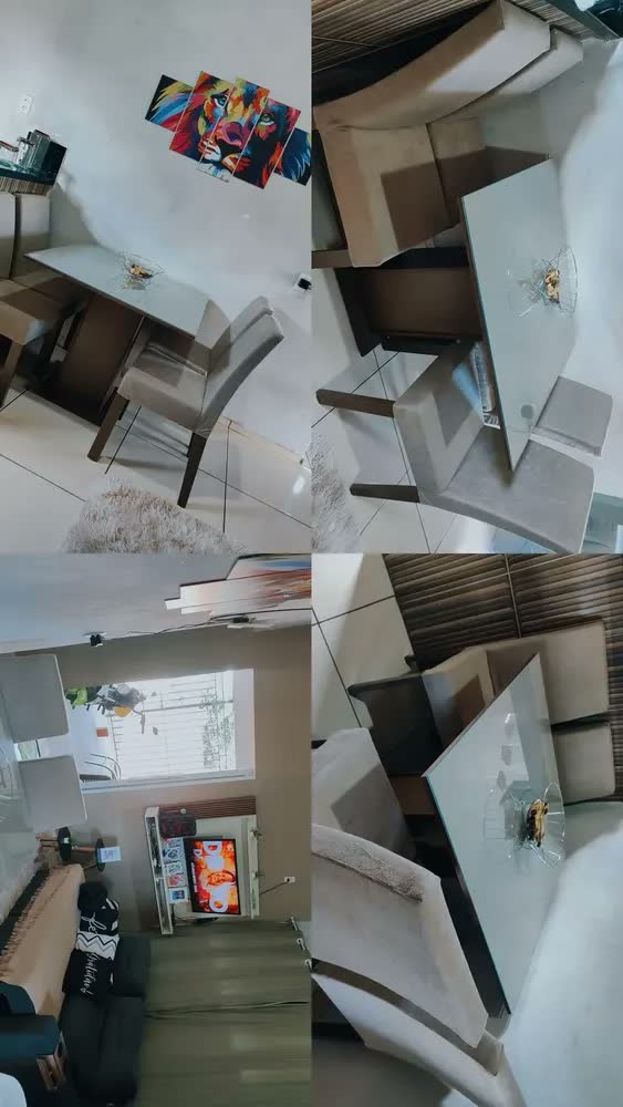 foto de Sala De Jantar Estofada Madesa Evelin Mesa Tampo Vidro Com 4 Cadeiras Cor Rustic/Crema/Imperial MDJA0401037GSIM