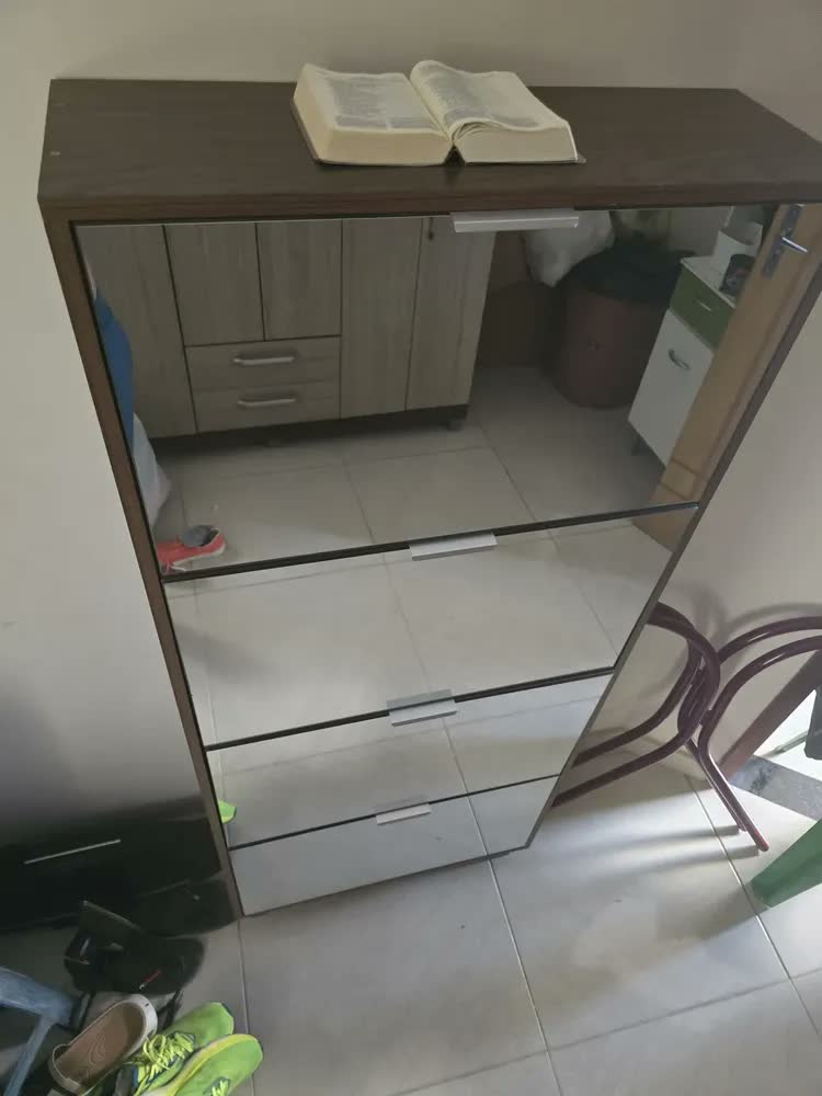 foto de Sapateira Moderna Rede Móveis Pequim 4 Gavetas Espelhada MDF/MDP Marrom