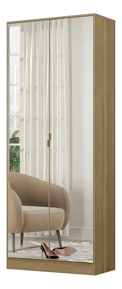 Sapateira com Espelho Demóbile 2 Portas 1 Gaveta MDP Amêndola 182x71x39 cm