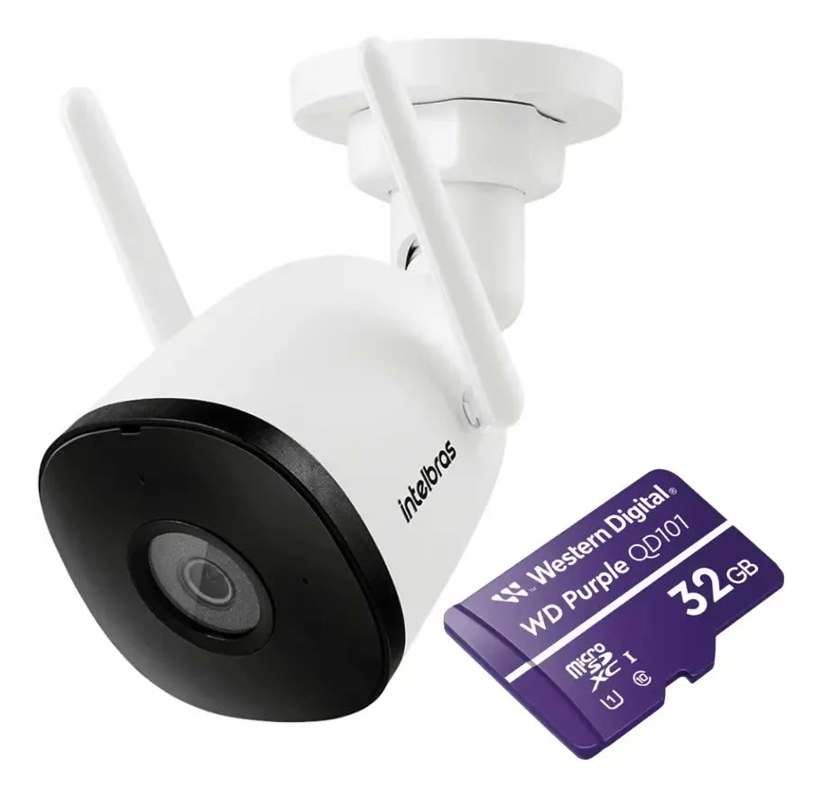 Câmera Inteligente Full HD iM5 SC com MicroSD 32GB Branca Intelbras