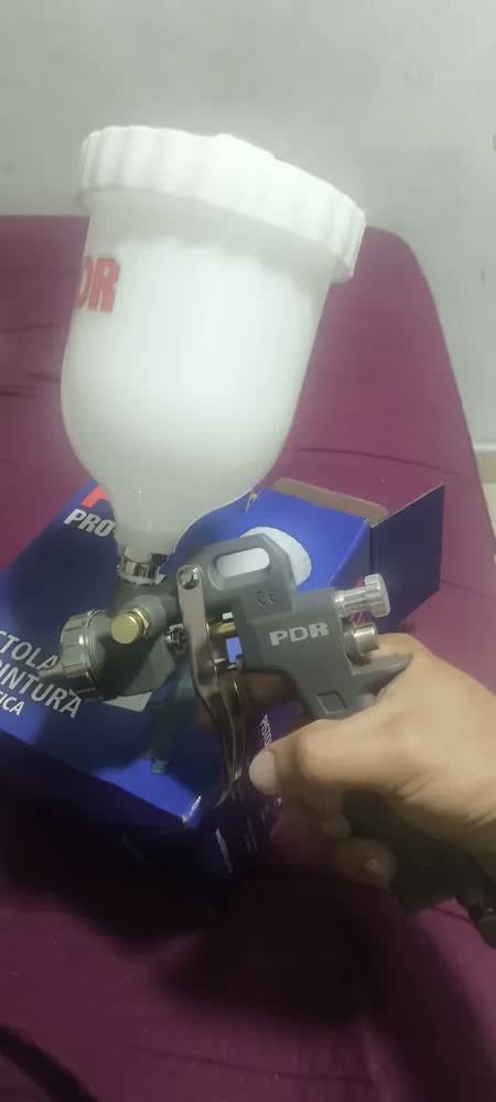 foto de Pistola De Pintura Gravidade Bico 1,5mm 500ml Pdr Pro-500 Cor Cinza