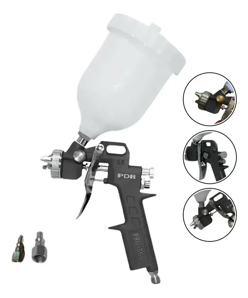Pistola De Pintura Gravidade Bico 1,5mm 500ml Pdr Pro-500 Cor Cinza