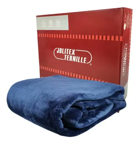 Cobertor Casal Kyor Plus Unicolor Jolitex Ternille 1,80x2,20 Cor Jeans Desenho Do Tecido Liso