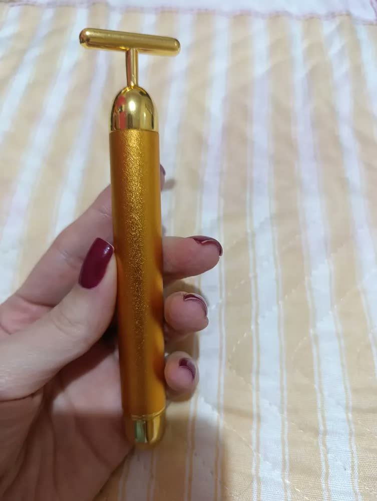 foto de Massageador Facial Harmonização Dourado Energia Beauty para Rosto