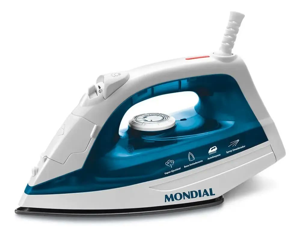 foto de Ferro De Passar A Vapor Mondial F-32 Cor Branco Com Azul