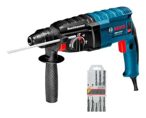 Martelete Perfurador Rompedor 820w C/5 Brocas Gbh2-24d Bosch Voltagem