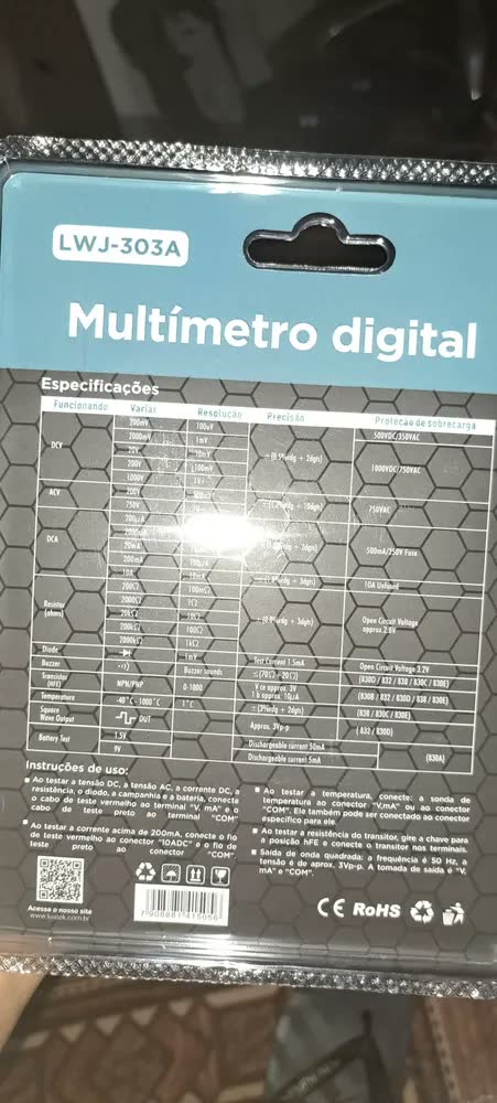foto de Multímetro Digital Luatek Medidor Elétrico Tensão 1000V Corrente 10 A