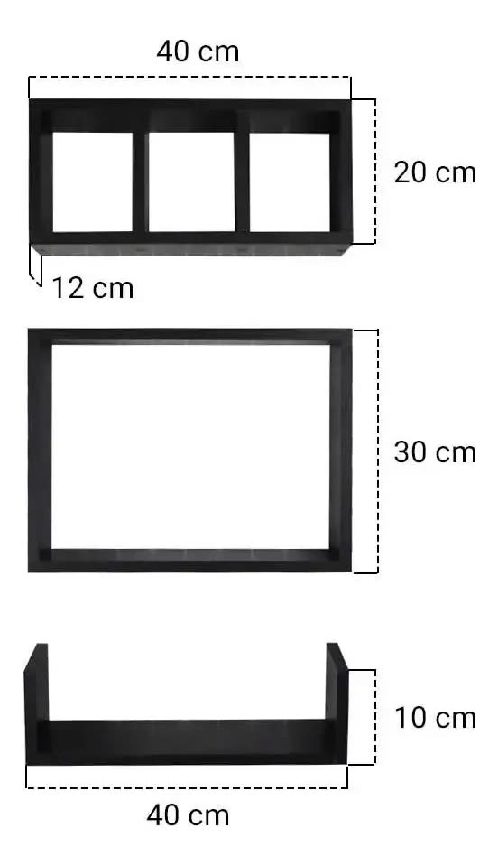 Kit Nicho Prateleira Banheiro Preto MDP 15mm Estilo Minimalista