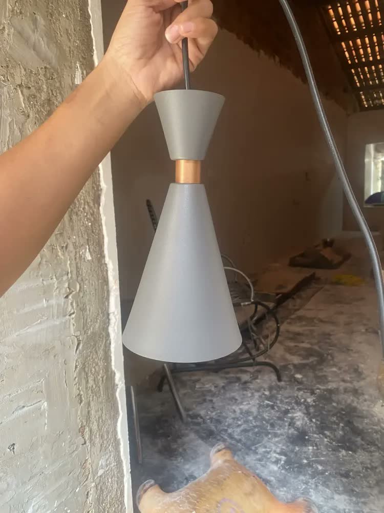 foto de Iluminar Ambiente Kit 3 Luminária Pendente Mini Pequim 24cm Balcão Bancada Cor Fendi 24 Cm