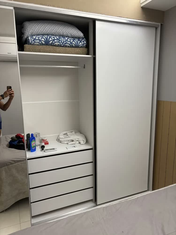 foto de Guarda Roupa Casal 100% Mdf Madesa Zurique 3 Portas Correr Cor Branco XC106309