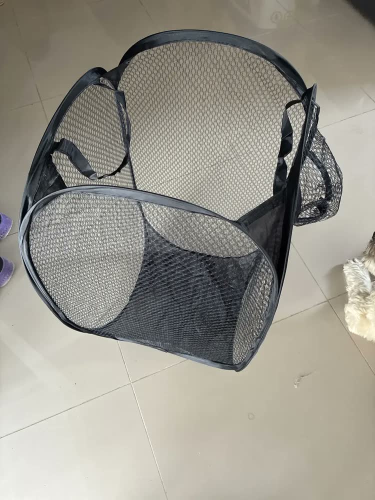 foto de Cesto de Roupa Suja Dobrável Preto 38x38x66cm de Náilon Nacional