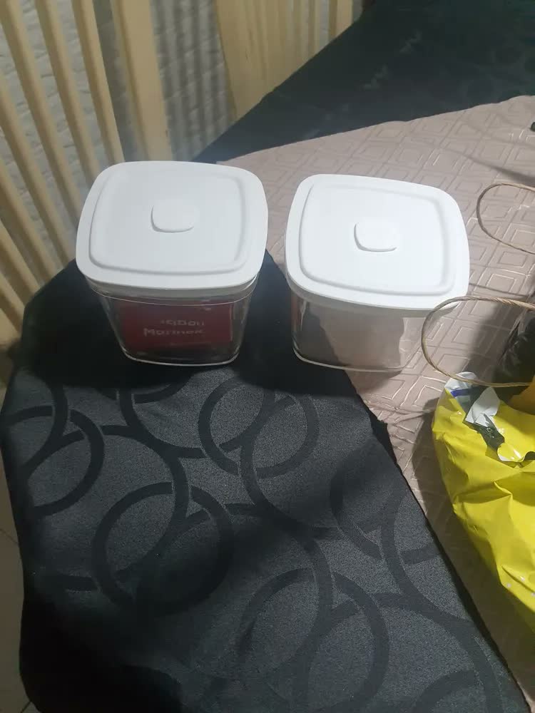 foto de Kit 6 Potes Vidro Marinex Facilita Vap Quadrado 1 Litro