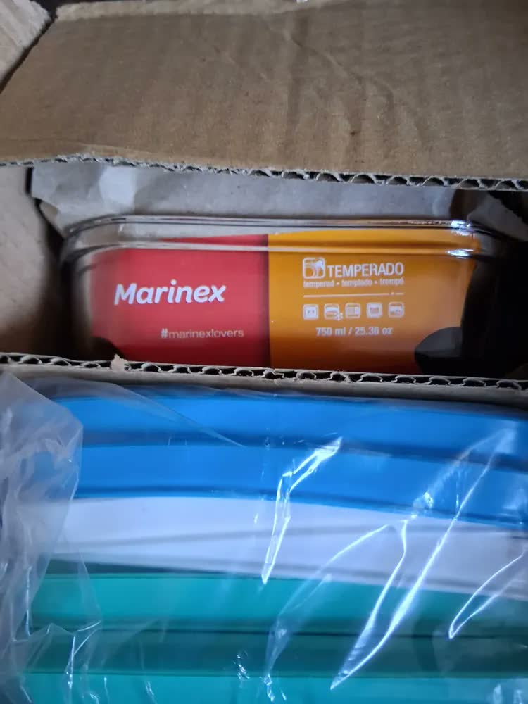 foto de Kit 6 Potes Vidro Marinex Facilita Vap Quadrado 1 Litro