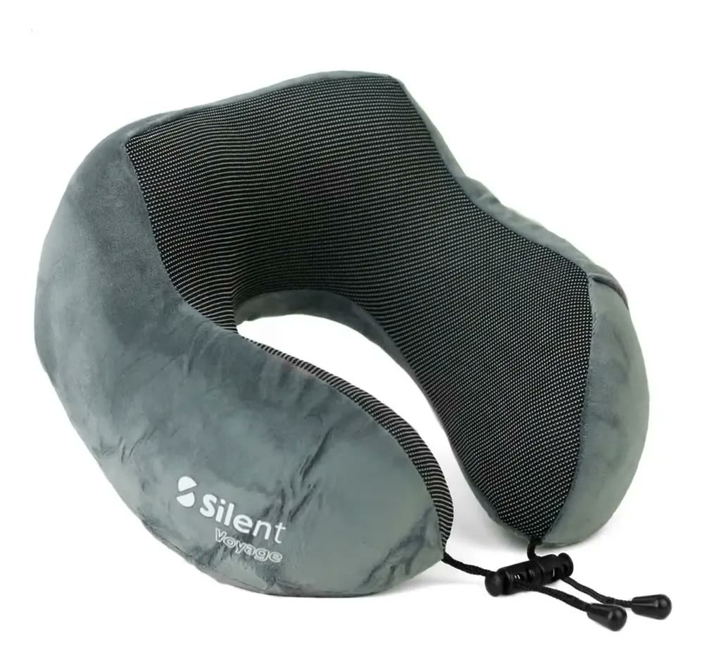 Travesseiro Apoio Encosto De Pescoço Para Viagem Ergonômico Cor Cinza Silent