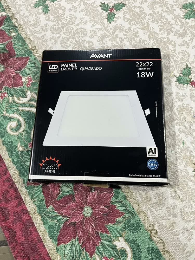 foto de Kit 2 Painel Plafon Led 18w Quadrado Embutir Branco Frio Estrutura Branco-frio