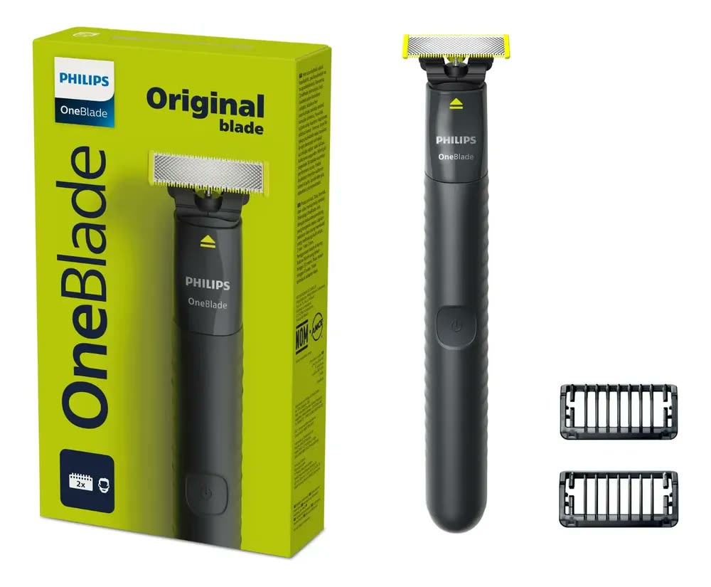 foto de Barbeador e Aparador Elétrico Philips OneBlade 2 Pentes, Sem Fio e À Prova D'Água - QP1424/10