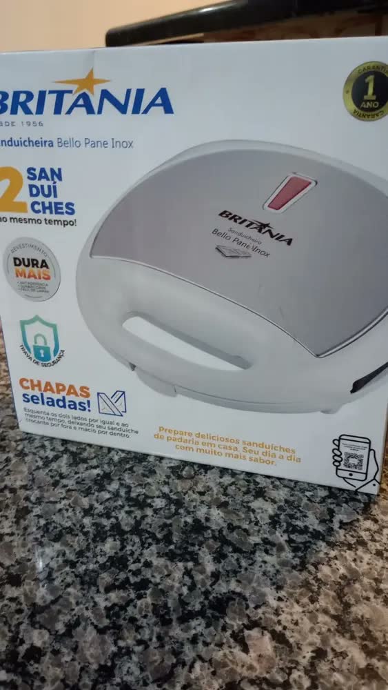 foto de Sanduicheira Grill Britânia Belo Pane Inox 750w Antiaderente Cor Branco