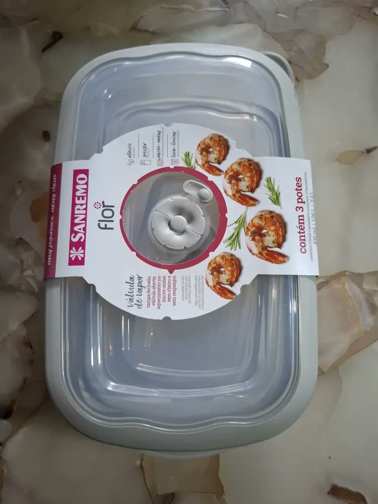 foto de Kit 3 Potes Plásticos Retangulares Herméticos Açaí 430ml, 1,26L e 2,4L