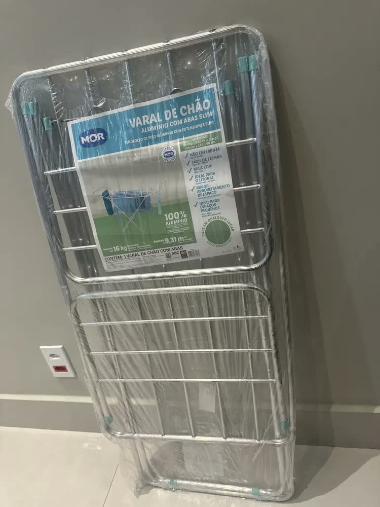 foto de Varal De Chão Dobrável Mor Em Alumínio Com Abas 6032 Cor Cinza