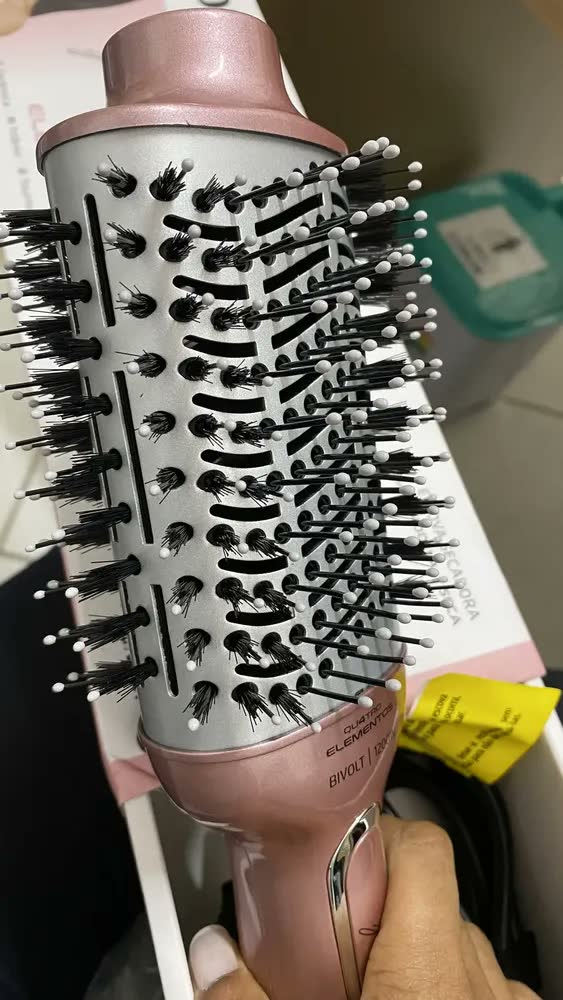 foto de Escova Secadora Mondial Keratin - Es-11-bi Grafite/golden Rose