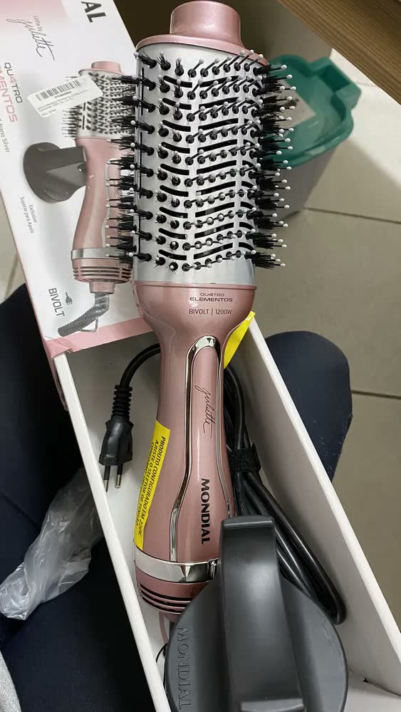 foto de Escova Secadora Mondial Keratin - Es-11-bi Grafite/golden Rose