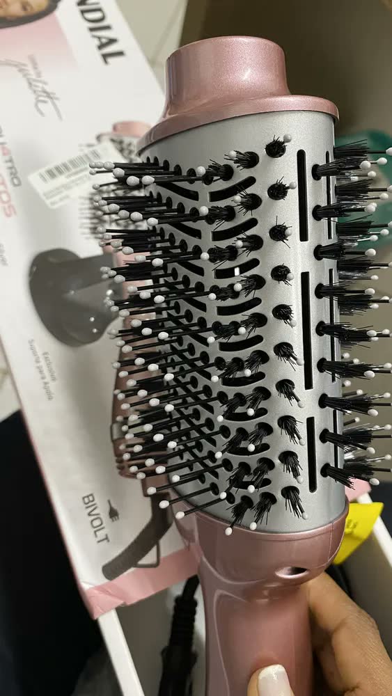 foto de Escova Secadora Mondial Keratin - Es-11-bi Grafite/golden Rose