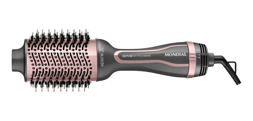 foto de Escova Secadora Mondial Keratin - Es-11-bi Grafite/golden Rose