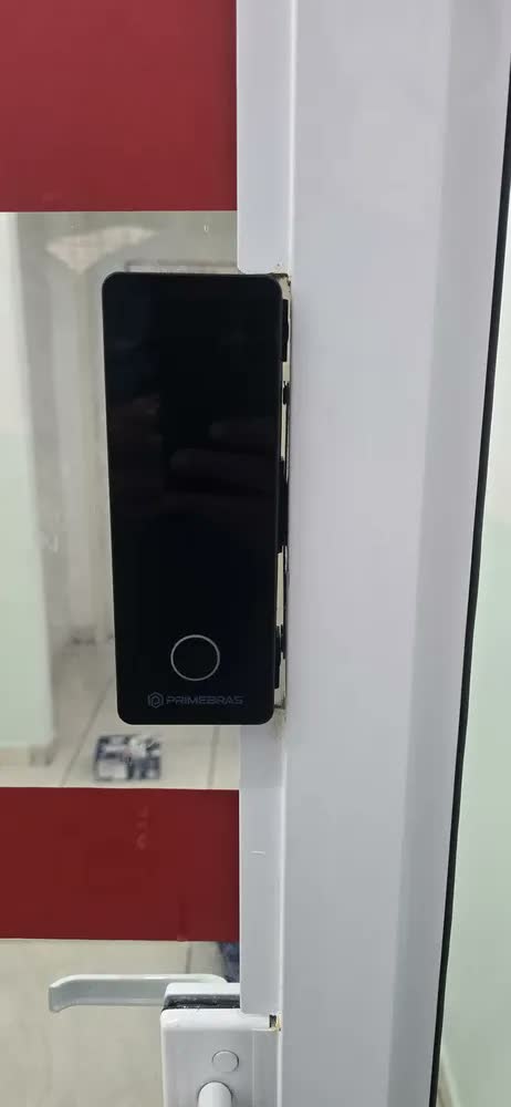 foto de Fechadura Digital Primebras Athenas Vidro Bluetooth Biométrica Senha Cartão RFID Eletrônica App Porta De Vidro