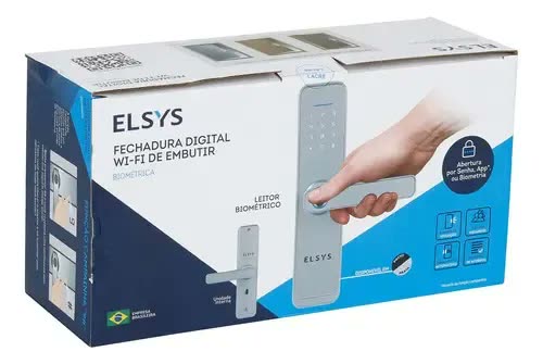 Fechadura Digital Elsys ESF-4000B Wi-Fi com Biometria, Senha e App na Cor Prata